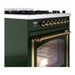 ILVE Nostalgie II 30-Inch Dual Fuel Range with 5 Sealed Burners, 4 cu. ft. Oven, Emerald Green with Brass Trim, Liquid Propane, Triple Glass Door, UN30NMPEGGLP