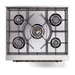 ILVE Nostalgie II 30-Inch Dual Fuel Range with 5 Sealed Burners, 4 cu. ft. Oven, Midnight Blue with Burnished Trim, Natural Gas, Triple Glass Door, UN30NMPMBB