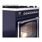ILVE Nostalgie II 30-Inch Dual Fuel Range with 5 Sealed Burners, 4 cu. ft. Oven, Midnight Blue with Chrome Trim, Liquid Propane, Triple Glass Door, UN30NMPMBCLP