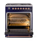 ILVE Nostalgie II 30-Inch Dual Fuel Range with 5 Sealed Burners, 4 cu. ft. Oven, Midnight Blue with Copper Trim, Liquid Propane, Triple Glass Door, UN30NMPMBPLP