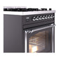 ILVE Nostalgie II 30-Inch Dual Fuel Range with 5 Sealed Burners, 4 cu. ft. Oven, Graphite Matte with Chrome Trim, Natural Gas, Triple Glass Door, UN30NMPMGC
