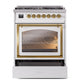 ILVE Nostalgie II 30-Inch Dual Fuel Range with 5 Sealed Burners, 4 cu. ft. Oven, RAL with Brass Trim, Liquid Propane, Triple Glass Door, UN30NMPRAGLP