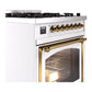 ILVE Nostalgie II 30-Inch Dual Fuel Range with 5 Sealed Burners, 4 cu. ft. Oven, RAL with Brass Trim, Natural Gas, Triple Glass Door, UN30NMPRAG