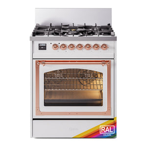 ILVE Nostalgie II 30-Inch Dual Fuel Range with 5 Sealed Burners, 4 cu. ft. Oven, RAL with Copper Trim, Liquid Propane, Triple Glass Door, UN30NMPRAPLP