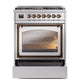 ILVE Nostalgie II 30-Inch Dual Fuel Range with 5 Sealed Burners, 4 cu. ft. Oven, Stainless Steel with Burnished Trim, Natural Gas, Triple Glass Door, UN30NMPSSB
