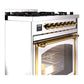 ILVE Nostalgie II 30-Inch Dual Fuel Range with 5 Sealed Burners, 4 cu. ft. Oven, Stainless Steel with Brass Trim, Liquid Propane, Triple Glass Door, UN30NMPSSGLP