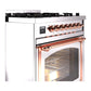 ILVE Nostalgie II 30-Inch Dual Fuel Range with 5 Sealed Burners, 4 cu. ft. Oven, Stainless Steel with Copper Trim, Natural Gas, Triple Glass Door, UN30NMPSSP