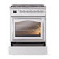 ILVE Nostalgie II 30-Inch Dual Fuel Range with 5 Sealed Burners, 4 cu. ft. Oven, White with Chrome Trim, Natural Gas, Triple Glass Door, UN30NMPWHC
