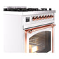 ILVE Nostalgie II 30-Inch Dual Fuel Range with 5 Sealed Burners, 4 cu. ft. Oven, White with Copper Trim, Natural Gas, Triple Glass Door, UN30NMPWHP