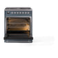 ILVE Nostalgie II 30-Inch Dual Fuel Range with 5 Sealed Burners, 4 cu. ft. Oven, Blue Grey with Chrome Trim, Liquid Propane, Solid Door, UN30QNMPBGCLP