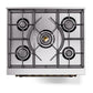 ILVE Nostalgie II 30-Inch Dual Fuel Range with 5 Sealed Burners, 4 cu. ft. Oven, Glossy Black with Burnished Trim, Natural Gas, Solid Door, UN30QNMPBKB