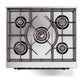 ILVE Nostalgie II 30-Inch Dual Fuel Range with 5 Sealed Burners, 4 cu. ft. Oven, Burgundy with Burnished Trim, Natural Gas, Solid Door, UN30QNMPBUB