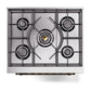 ILVE Nostalgie II 30-Inch Dual Fuel Range with 5 Sealed Burners, 4 cu. ft. Oven, Graphite Matte with Burnished Trim, Natural Gas, Solid Door, UN30QNMPMGB