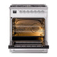 ILVE Nostalgie II 30-Inch Dual Fuel Range with 5 Sealed Burners, 4 cu. ft. Oven, RAL with Chrome Trim, Liquid Propane, Solid Door, UN30QNMPRACLP