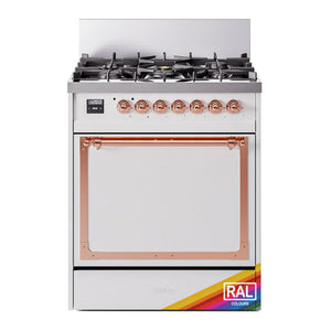 ILVE Nostalgie II 30-Inch Dual Fuel Range with 5 Sealed Burners, 4 cu. ft. Oven, RAL with Copper Trim, Liquid Propane, Solid Door, UN30QNMPRAPLP