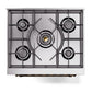 ILVE Nostalgie II 30-Inch Dual Fuel Range with 5 Sealed Burners, 4 cu. ft. Oven, Stainless Steel with Burnished Trim, Natural Gas, Solid Door, UN30QNMPSSB