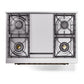 ILVE Nostalgie II 36-Inch Dual Fuel Range with 6 Sealed Burners + Griddle, 3.5 cu. ft. Oven, Blue Grey with Burnished Trim, Natural Gas, Triple Glass Door, UN36FNMPBGB