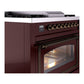 ILVE Nostalgie II 36-Inch Dual Fuel Range with 6 Sealed Burners + Griddle, 3.5 cu. ft. Oven, Burgundy with Burnished Trim, Liquid Propane, Triple Glass Door, UN36FNMPBUBLP