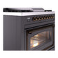ILVE Nostalgie II 36-Inch Dual Fuel Range with 6 Sealed Burners + Griddle, 3.5 cu. ft. Oven, Graphite Matte with Burnished Trim, Natural Gas, Triple Glass Door, UN36FNMPMGB