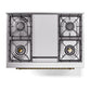 ILVE Nostalgie II 36-Inch Dual Fuel Range with 6 Sealed Burners + Griddle, 3.5 cu. ft. Oven, Graphite Matte with Brass Trim, Natural Gas, Triple Glass Door, UN36FNMPMGG