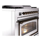 ILVE Nostalgie II 36-Inch Dual Fuel Range with 6 Sealed Burners + Griddle, 3.5 cu. ft. Oven, Stainless Steel with Burnished Trim, Natural Gas, Triple Glass Door, UN36FNMPSSB