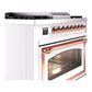 ILVE Nostalgie II 36-Inch Dual Fuel Range with 6 Sealed Burners + Griddle, 3.5 cu. ft. Oven, White with Copper Trim, Natural Gas, Triple Glass Door, UN36FNMPWHP