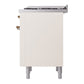 ILVE Nostalgie II 36-Inch Dual Fuel Range with 6 Sealed Burners + Griddle, 3.5 cu. ft. Oven, Antique White with Burnished Trim, Natural Gas, Solid Door, UN36FQNMPAWB