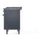 ILVE Nostalgie II 36-Inch Dual Fuel Range with 6 Sealed Burners + Griddle, 3.5 cu. ft. Oven, Blue Grey with Burnished Trim, Natural Gas, Solid Door, UN36FQNMPBGB