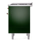ILVE Nostalgie II 36-Inch Dual Fuel Range with 6 Sealed Burners + Griddle, 3.5 cu. ft. Oven, Emerald Green with Copper Trim, Liquid Propane, Solid Door, UN36FQNMPEGPLP