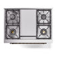 ILVE Nostalgie II 36-Inch Dual Fuel Range with 6 Sealed Burners + Griddle, 3.5 cu. ft. Oven, Midnight Blue with Burnished Trim, Natural Gas, Solid Door, UN36FQNMPMBB