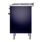 ILVE Nostalgie II 36-Inch Dual Fuel Range with 6 Sealed Burners + Griddle, 3.5 cu. ft. Oven, Midnight Blue with Burnished Trim, Natural Gas, Solid Door, UN36FQNMPMBB