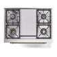 ILVE Nostalgie II 36-Inch Dual Fuel Range with 6 Sealed Burners + Griddle, 3.5 cu. ft. Oven, Midnight Blue with Brass Trim, Natural Gas, Solid Door, UN36FQNMPMBG