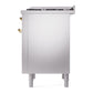 ILVE Nostalgie II 36-Inch Dual Fuel Range with 6 Sealed Burners + Griddle, 3.5 cu. ft. Oven, Stainless Steel with Brass Trim, Natural Gas, Solid Door, UN36FQNMPSSG