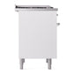 ILVE Nostalgie II 36-Inch Dual Fuel Range with 6 Sealed Burners + Griddle, 3.5 cu. ft. Oven, White with Chrome Trim, Liquid Propane, Solid Door, UN36FQNMPWHCLP