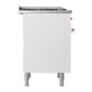 ILVE Nostalgie II 36-Inch Dual Fuel Range with 6 Sealed Burners + Griddle, 3.5 cu. ft. Oven, White with Copper Trim, Natural Gas, Solid Door, UN36FQNMPWHP