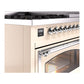 ILVE Nostalgie II 48-Inch Dual Fuel Range with 8 Sealed Burners + Griddle, 5.02 cu. ft. Oven, Antique White with Chrome Trim, Natural Gas, Triple Glass Door, UN48FNMPAWC