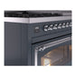 ILVE Nostalgie II 48-Inch Dual Fuel Range with 8 Sealed Burners + Griddle, 5.02 cu. ft. Oven, Blue Grey with Chrome Trim, Liquid Propane, Triple Glass Door, UN48FNMPBGCLP
