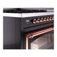 ILVE Nostalgie II 48-Inch Dual Fuel Range with 8 Sealed Burners + Griddle, 5.02 cu. ft. Oven, Glossy Black with Copper Trim, Liquid Propane, Triple Glass Door, UN48FNMPBKPLP