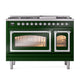 ILVE Nostalgie II 48-Inch Dual Fuel Range with 8 Sealed Burners + Griddle, 5.02 cu. ft. Oven, Emerald Green with Chrome Trim, Liquid Propane, Triple Glass Door, UN48FNMPEGCLP