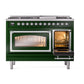 ILVE Nostalgie II 48-Inch Dual Fuel Range with 8 Sealed Burners + Griddle, 5.02 cu. ft. Oven, Emerald Green with Chrome Trim, Liquid Propane, Triple Glass Door, UN48FNMPEGCLP