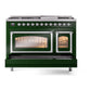 ILVE Nostalgie II 48-Inch Dual Fuel Range with 8 Sealed Burners + Griddle, 5.02 cu. ft. Oven, Emerald Green with Chrome Trim, Natural Gas, Triple Glass Door, UN48FNMPEGC