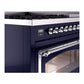 ILVE Nostalgie II 48-Inch Dual Fuel Range with 8 Sealed Burners + Griddle, 5.02 cu. ft. Oven, Midnight Blue with Chrome Trim, Liquid Propane, Triple Glass Door, UN48FNMPMBCLP