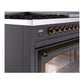 ILVE Nostalgie II 48-Inch Dual Fuel Range with 8 Sealed Burners + Griddle, 5.02 cu. ft. Oven, Graphite Matte with Burnished Trim, Liquid Propane, Triple Glass Door, UN48FNMPMGBLP