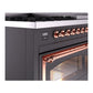 ILVE Nostalgie II 48-Inch Dual Fuel Range with 8 Sealed Burners + Griddle, 5.02 cu. ft. Oven, Graphite Matte with Copper Trim, Natural Gas, Triple Glass Door, UN48FNMPMGP