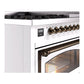 ILVE Nostalgie II 48-Inch Dual Fuel Range with 8 Sealed Burners + Griddle, 5.02 cu. ft. Oven, RAL with Burnished Trim, Natural Gas, Triple Glass Door, UN48FNMPRAB