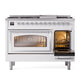 ILVE Nostalgie II 48-Inch Dual Fuel Range with 8 Sealed Burners + Griddle, 5.02 cu. ft. Oven, RAL with Chrome Trim, Natural Gas, Triple Glass Door, UN48FNMPRAC