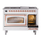 ILVE Nostalgie II 48-Inch Dual Fuel Range with 8 Sealed Burners + Griddle, 5.02 cu. ft. Oven, RAL with Copper Trim, Natural Gas, Triple Glass Door, UN48FNMPRAP