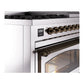 ILVE Nostalgie II 48-Inch Dual Fuel Range with 8 Sealed Burners + Griddle, 5.02 cu. ft. Oven, Stainless Steel with Burnished Trim, Liquid Propane, Triple Glass Door, UN48FNMPSSBLP