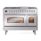 ILVE Nostalgie II 48-Inch Dual Fuel Range with 8 Sealed Burners + Griddle, 5.02 cu. ft. Oven, Stainless Steel with Chrome Trim, Liquid Propane, Triple Glass Door, UN48FNMPSSCLP