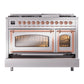 ILVE Nostalgie II 48-Inch Dual Fuel Range with 8 Sealed Burners + Griddle, 5.02 cu. ft. Oven, Stainless Steel with Copper Trim, Liquid Propane, Triple Glass Door, UN48FNMPSSPLP
